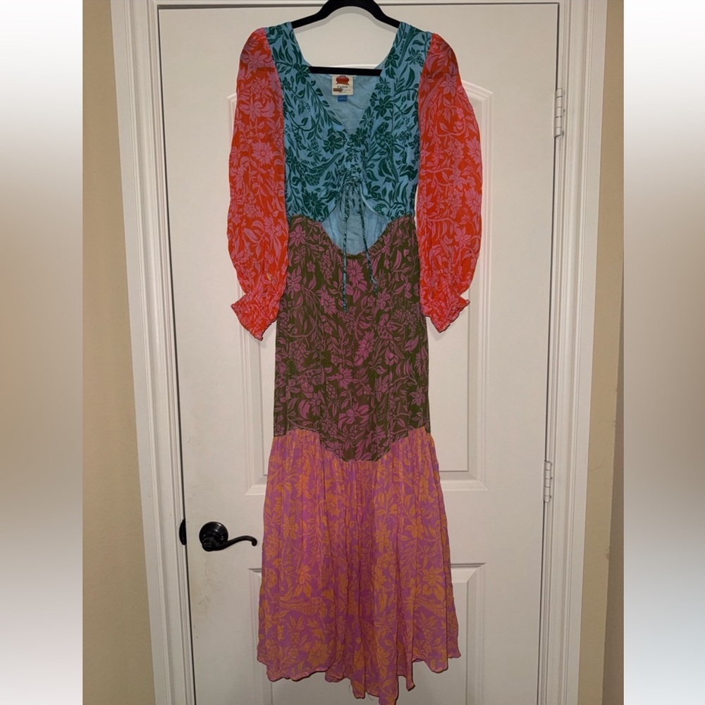 Farm Rio Colorblock Printed Maxi Dress size medium - Picture 3 of 10
